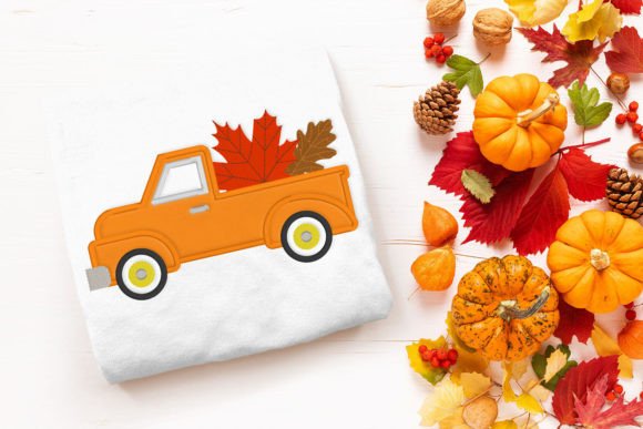 Autumn Leaves Vintage Truck Applique