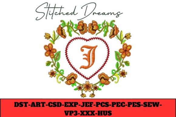 Floral Heart Letter J